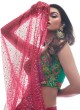 Cherry Red Line Lehenga with Green Choli